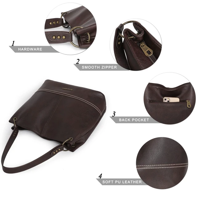 Alt view image 4 of 7 - Purses for Women Hobo Bags Slouchy Shoulder Bag Tote Handbags MWC-HB-047-CFStylish for Everyday Use, Zip-top Closure, Back Anti-theft Pocket, 3 Inner Pockets, Comfortable Wide Strap for Dating Errands