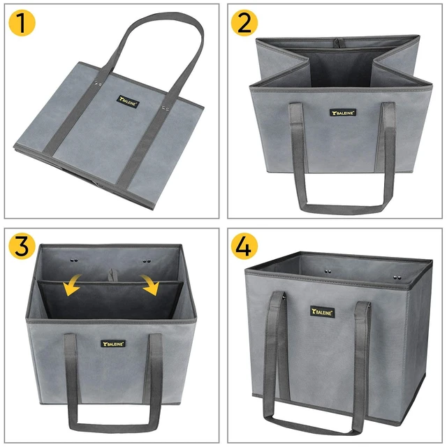 Alt view image 7 of 7 - 3PK Reusable Grocery Bags, Heavy Duty Shopping Tote Bag | 12'' Long Handles, Reinforced Bottom Keeps Upright, Fold Flat Storage, Water-Resistant Shopping Bag, Multiple Color Options
