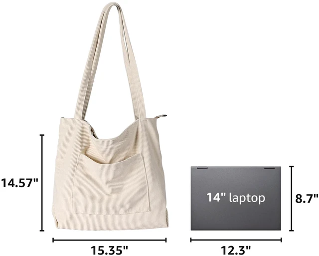 Alt view image 3 of 7 - Women Corduroy Tote Bag, Large Shoulder Hobo Bags Casual Handbags | Big Capacity Shopping Purses Work Bag (Beige)