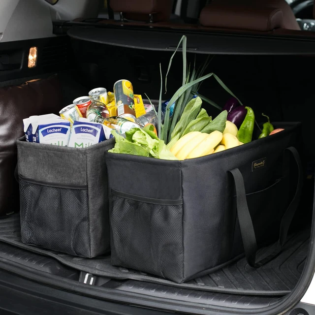 Alt view image 2 of 7 - Extra Large Utility Tote Bag, Stand Up Utility Tote with Metal Wire Frame & Hard Bottom Board, Reusable Grocery Bags With Handles, Extra Large Beach Bag, Collapsible Car Tote