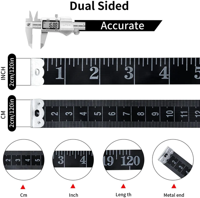 Alt view image 2 of 7 - 4 Pack Soft Tape Measure Body Measuring Tape, 120inch and 60inch Soft Fabric Measuring Tape Double-Sided Flexible Ruler for Weight Loss Fabric Sewing Tailor Cloth