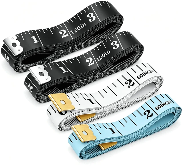 Main image of 4 Pack Soft Tape Measure Body Measuring Tape, 120inch and 60inch Soft Fabric Measuring Tape Double-Sided Flexible Ruler for Weight Loss Fabric Sewing Tailor Cloth