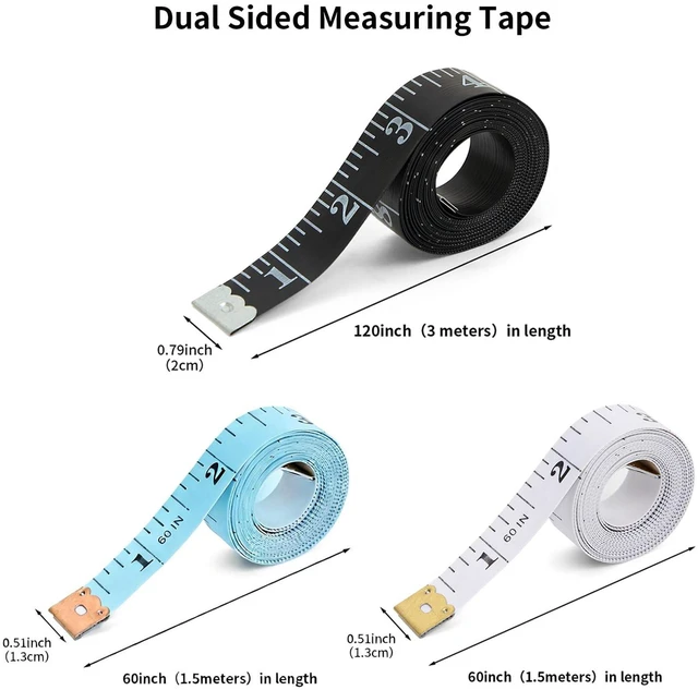 Alt view image 3 of 7 - 4 Pack Soft Tape Measure Body Measuring Tape, 120inch and 60inch Soft Fabric Measuring Tape Double-Sided Flexible Ruler for Weight Loss Fabric Sewing Tailor Cloth