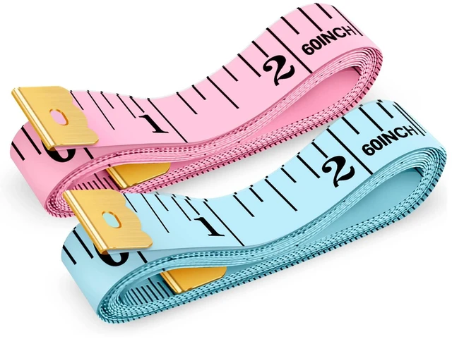 Main image of Tape Measure, Soft Ruler Measuring Tape for Body Weight Loss Sewing | Flexible, Dual inch/cm Scale, 60-Inch Tailor Cloth Vinyl Medical Body Measurement, 2-Pack Pastel Pink, Blue