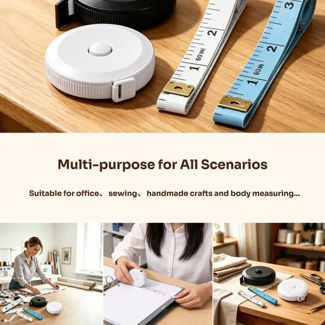Alt view image 2 of 7 - Soft Tape Measure 4 Pack 60" Body Measuring Retractable Cloth Sewing TailorSoft Retractable Cloth Tape Measure, Dual Scale Inch/cm, Flexible for Waist Hip Bust Body, Sewing Tailoring Dressmaking Craft