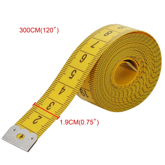 Alt view image 2 of 7 - 120" Soft Tape Measure for Sewing, Cloth, Body Measuring, Yellow | PVC Fiberglass 300 cm Ruler, 0.75 Inch Wide, Tailor's Flexible Fabric Measurement, Indexed in Metric & Standard Units, Single