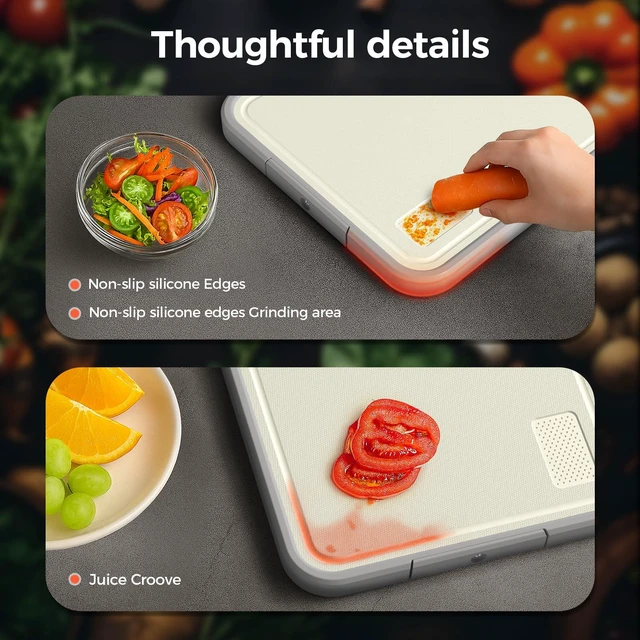 Alt view image 7 of 7 - Stainless Steel Cutting Board for Kitchen, 2-in-1 Double-Sided Chopping Board, Dishwasher Safe, Food Grade Stainless Steel/PP, Easy to Clean, Large Size, Non-Slip, 16"×11"