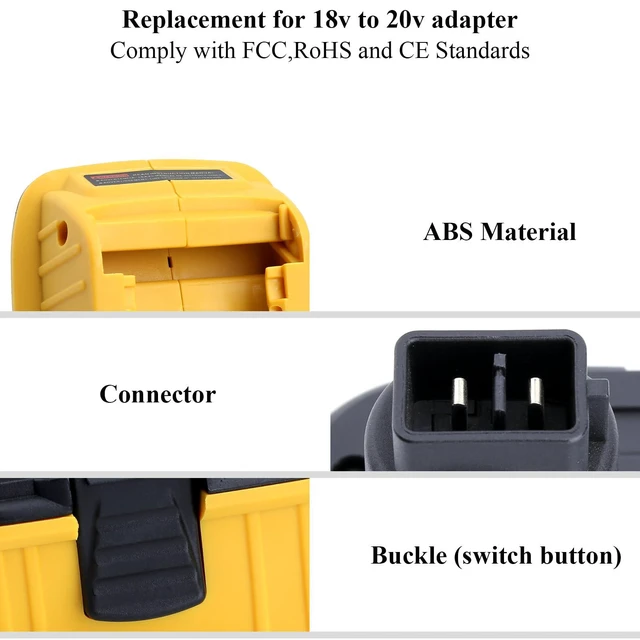 Alt view image 5 of 7 - 2 Pack DCA1820 Adapter Compatible with 18v to 20v Adapter, Compatible with 20V Max Battery DCB203 to 18V XRP NiCad NiMh Battery DC9096