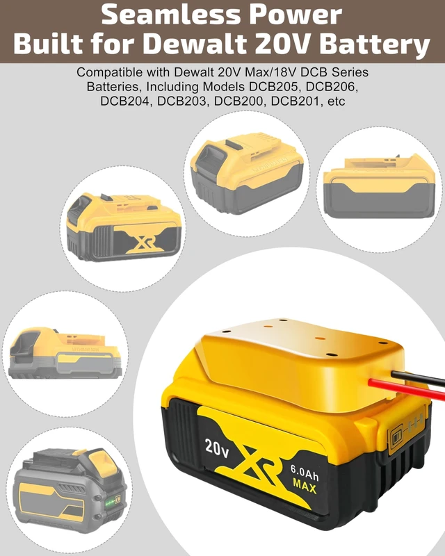 Alt view image 2 of 7 - 2-Pack for Dewalt 20V Battery Adapter for Power Wheels Battery Upgrade Conversion Kit with Wire Connectors, Fuses, 12AWG Wire, Power Tool Drill Battery Converter Adapter for Kids Car, RC Toy, DIY, Etc