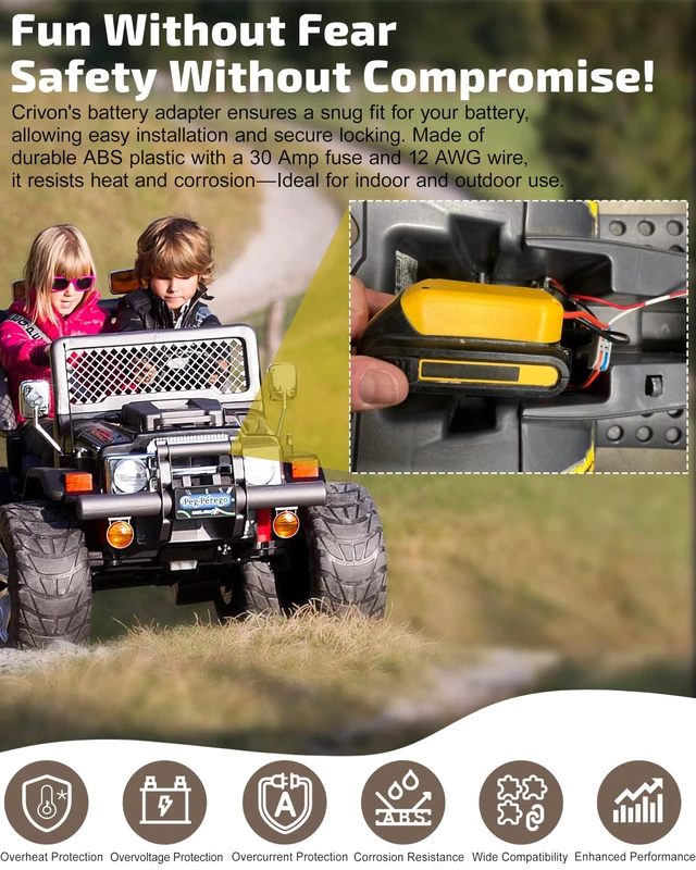 Alt view image 3 of 7 - 2-Pack for Dewalt 20V Battery Adapter for Power Wheels Battery Upgrade Conversion Kit with Wire Connectors, Fuses, 12AWG Wire, Power Tool Drill Battery Converter Adapter for Kids Car, RC Toy, DIY, Etc