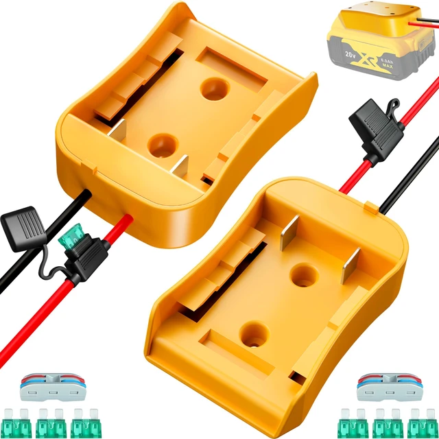 Main image of 2-Pack for Dewalt 20V Battery Adapter for Power Wheels Battery Upgrade Conversion Kit with Wire Connectors, Fuses, 12AWG Wire, Power Tool Drill Battery Converter Adapter for Kids Car, RC Toy, DIY, Etc
