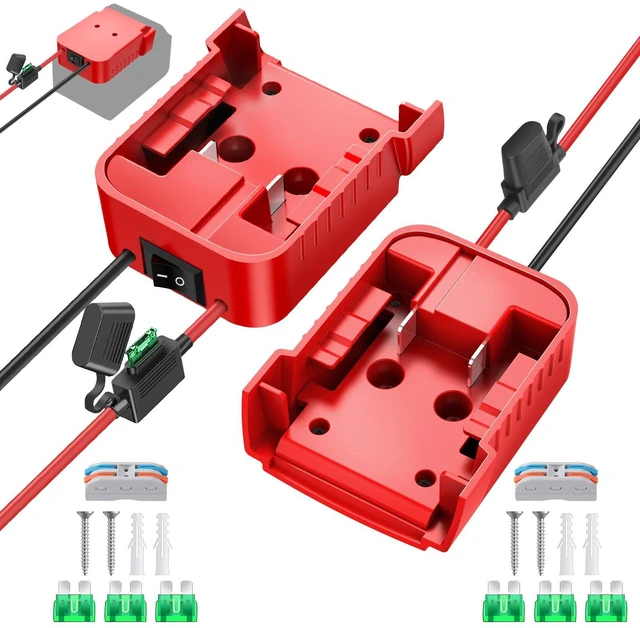 Main image of 2 Packs 18V Adapters Compatible with Milwaukee M18 Battery for Power Wheel Adapter, Ride On Toy Car, DIY Power Projects, Battery Connector Conversion Kit with Switch & Fuse, 12AWG Wire, Wire Terminal