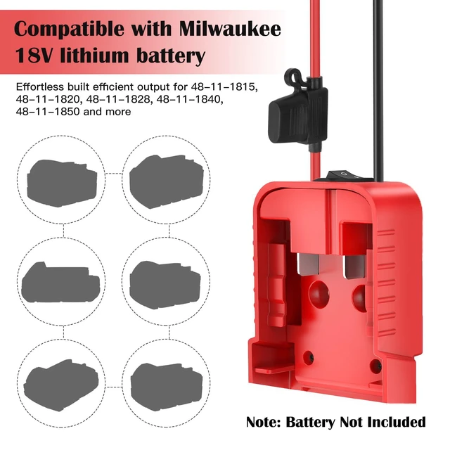 Alt view image 2 of 7 - 2 Packs 18V Adapters Compatible with Milwaukee M18 Battery for Power Wheel Adapter, Ride On Toy Car, DIY Power Projects, Battery Connector Conversion Kit with Switch & Fuse, 12AWG Wire, Wire Terminal
