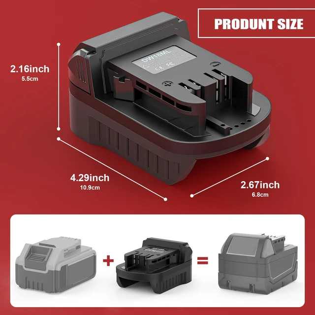 Alt view image 2 of 7 - Battery Adapter for DeWalt 20V Battery to Milwaukee 18V Tools | Convert for DeWalt 20V batteries for use with Milwaukee 18V cordless tools. Adapter only,