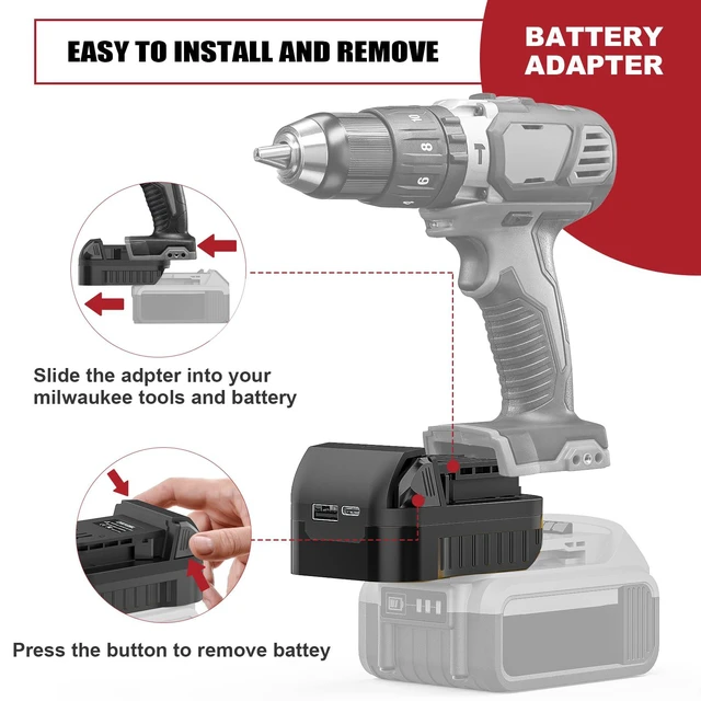Alt view image 3 of 7 - Battery Adapter for DeWalt 20V Battery to Milwaukee 18V Tools | Convert for DeWalt 20V batteries for use with Milwaukee 18V cordless tools. Adapter only,