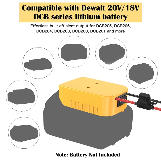 Alt view image 2 of 7 - 2 Packs for Power Wheel Adapter Compatible with Dewalt 20V Battery, Power Conversion Kit for Ride On Toy Car & DIY Power Projects, Battery Connector with Switch & Fuse, 12AWG Wire, Wire Terminal