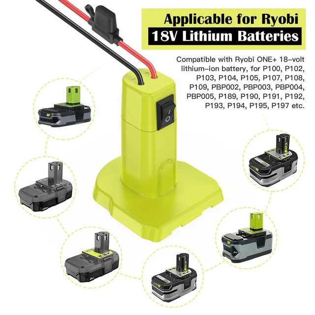 Alt view image 4 of 7 - 1 Packs Power Wheel Adapter for Ryobi 18V Battery Adapter Power Wheel Battery Conversion Kit with Switch, Fuses & Wire Terminals, 12AWG Wire, Power Connector for DIY RC Car Toys and Robotics