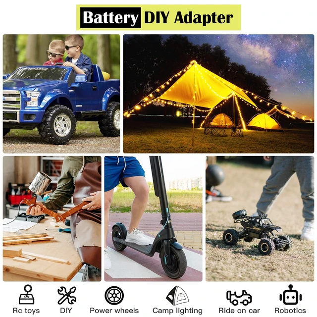 Alt view image 2 of 7 - 1 Packs Power Wheel Adapter for Ryobi 18V Battery Adapter Power Wheel Battery Conversion Kit with Switch, Fuses & Wire Terminals, 12AWG Wire, Power Connector for DIY RC Car Toys and Robotics
