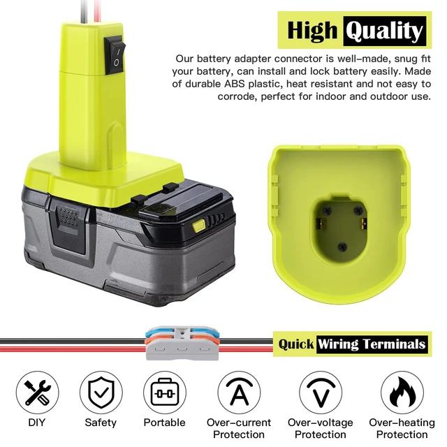 Alt view image 6 of 7 - 1 Packs Power Wheel Adapter for Ryobi 18V Battery Adapter Power Wheel Battery Conversion Kit with Switch, Fuses & Wire Terminals, 12AWG Wire, Power Connector for DIY RC Car Toys and Robotics