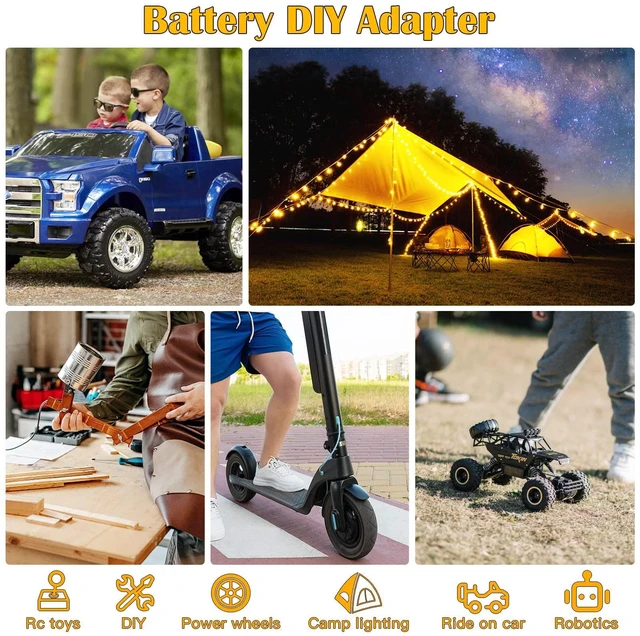 Alt view image 2 of 7 - Power Wheels Adapter for Dewalt 20V Battery Adapter Power Wheels Battery Conversion Kit with Switch, Fuse & Wire Terminals, 12AWG Wire, Power Connector for DIY Ride On Truck, RC Car Toys and Robotics