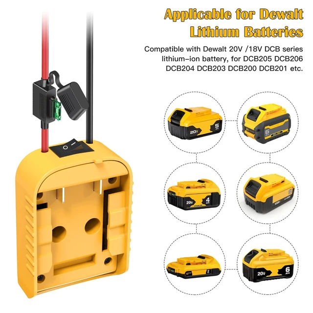 Alt view image 4 of 7 - Power Wheels Adapter for Dewalt 20V Battery Adapter Power Wheels Battery Conversion Kit with Switch, Fuse & Wire Terminals, 12AWG Wire, Power Connector for DIY Ride On Truck, RC Car Toys and Robotics