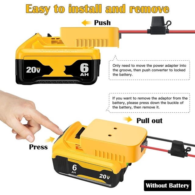 Alt view image 5 of 7 - Power Wheels Adapter for Dewalt 20V Battery Adapter Power Wheels Battery Conversion Kit with Switch, Fuse & Wire Terminals, 12AWG Wire, Power Connector for DIY Ride On Truck, RC Car Toys and Robotics