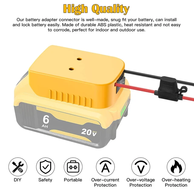 Alt view image 6 of 7 - Power Wheels Adapter for Dewalt 20V Battery Adapter Power Wheels Battery Conversion Kit with Switch, Fuse & Wire Terminals, 12AWG Wire, Power Connector for DIY Ride On Truck, RC Car Toys and Robotics