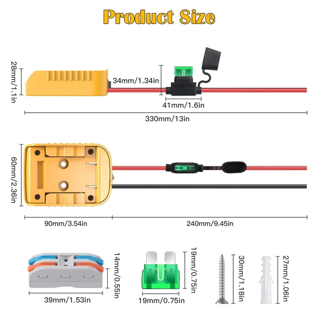 Alt view image 7 of 7 - Power Wheels Adapter for Dewalt 20V Battery Adapter Power Wheels Battery Conversion Kit with Switch, Fuse & Wire Terminals, 12AWG Wire, Power Connector for DIY Ride On Truck, RC Car Toys and Robotics
