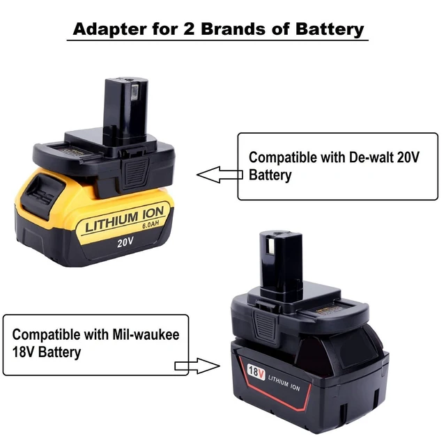 Alt view image 3 of 7 - DM18RL Adapter Compatible with Ryobi 18V Tools, Adapter Compatible with Mil-Waukee M-18 18V & Compatible with Dewalt 20V Max Battery to Replacement for 18Volt ONE+ Batteries