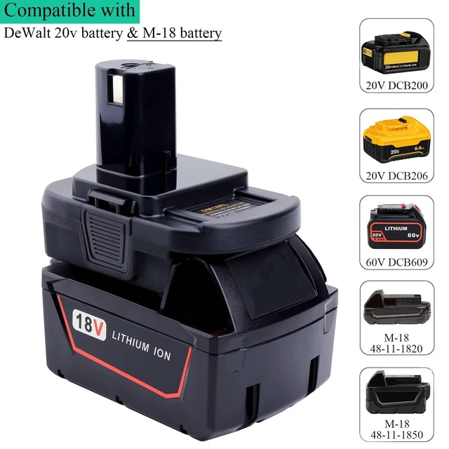 Alt view image 4 of 7 - DM18RL Adapter Compatible with Ryobi 18V Tools, Adapter Compatible with Mil-Waukee M-18 18V & Compatible with Dewalt 20V Max Battery to Replacement for 18Volt ONE+ Batteries