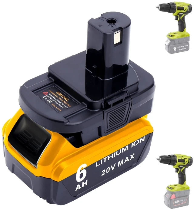 Main image of DM18RL Battery Adapter Compatible with Ryobi 18V One+ Tools | Adapter Compatible with De-Walt 20V MAX & Compatible with Mil-waukee 18V Batteries to Replacement for Ryobi 18V ONE+ Battery