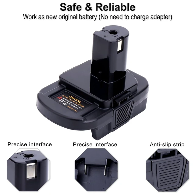 Alt view image 5 of 7 - DM18RL Battery Adapter Compatible with Ryobi 18V One+ Tools | Adapter Compatible with De-Walt 20V MAX & Compatible with Mil-waukee 18V Batteries to Replacement for Ryobi 18V ONE+ Battery