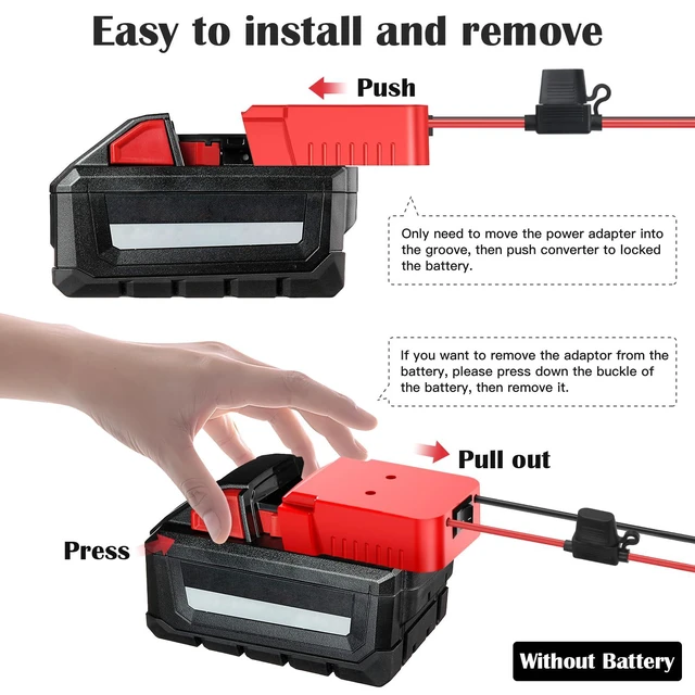 Alt view image 5 of 7 - 2 Packs Power Wheel Adapter for Milwaukee M18 Battery Adapter 18V Power Wheel Battery Conversion Kit with Switch, Fuse & Wire Terminals, 12AWG Wire, Power Connector for DIY Rc Car Toys and Robotics