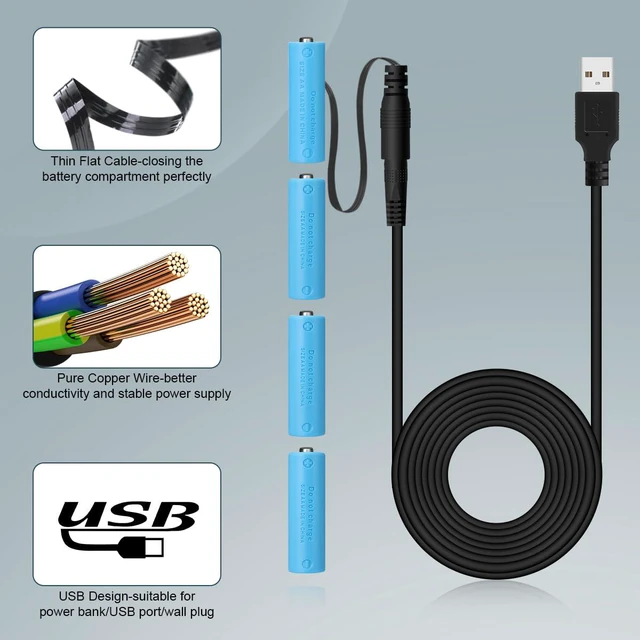 Alt view image 2 of 6 - Power Supply Cable for AA Battery, Replace AA Battery