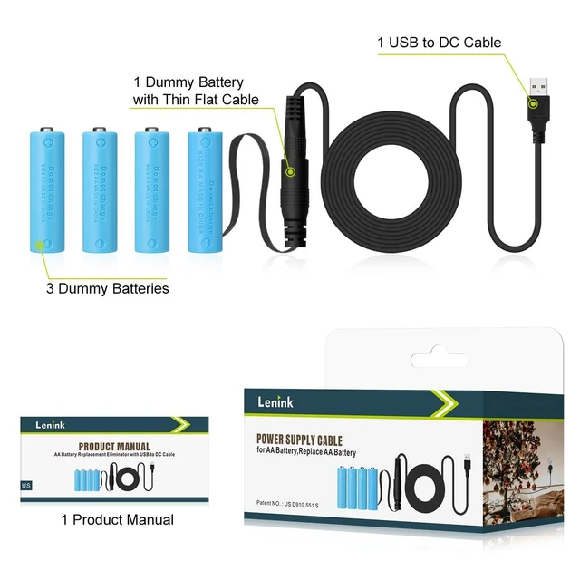 Alt view image 6 of 6 - Power Supply Cable for AA Battery, Replace AA Battery