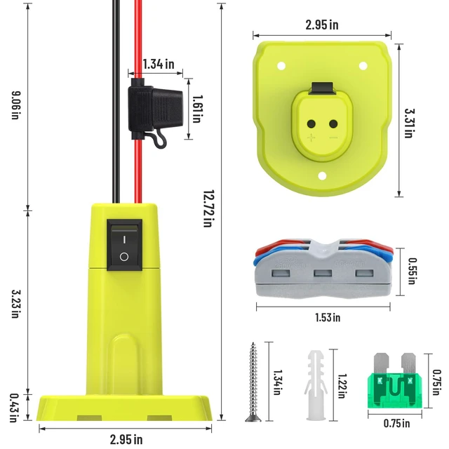 Alt view image 5 of 7 - 1 Pack Power Wheel Adapter Compatible with Ryobi 18V Battery | Upgraded Battery Converter Kit with Switch, Fuse & Wire Terminals, 12 AWG Wire, Power Connector for DIY RC Car Toys Robotics