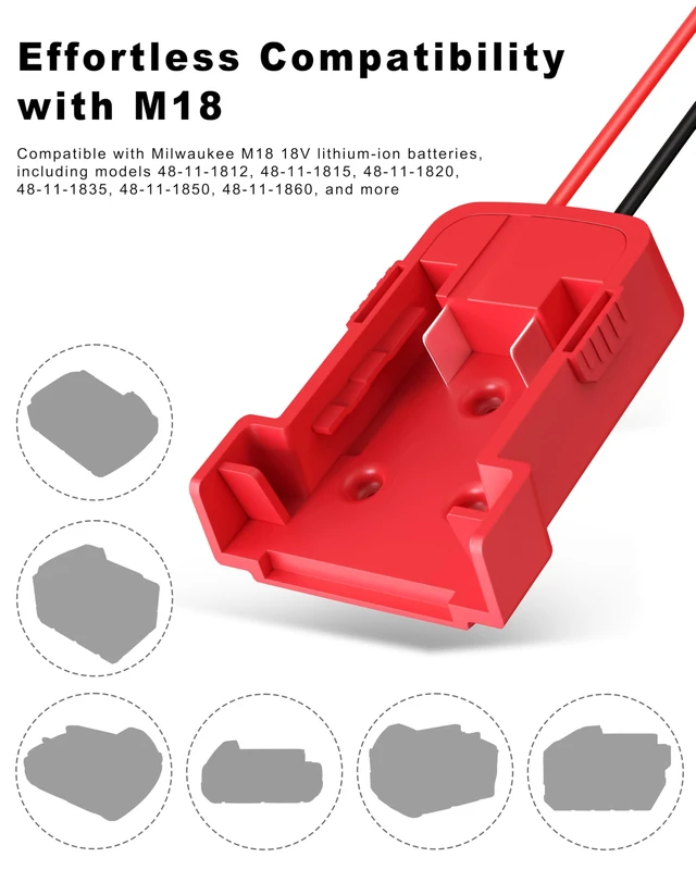 Alt view image 3 of 7 - 2 Pack 18V Adapter for Milwaukee M18 Battery Adapter Compatible with Power Wheels Battery Conversion Upgrade Kit for DIY Rc Car Toys, Robotics and Rc Truck with 30A Fuses Wire Terminals 12AWG Wire