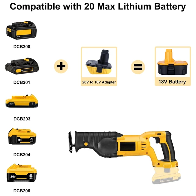 Alt view image 3 of 7 - DCA1820 Adapter Compatible with 18V Battery Tools, Compatible with 20V Max Lithium Battery DCB203 DCB204 to 18V XRP NiCad NiMh Batteries DC9096