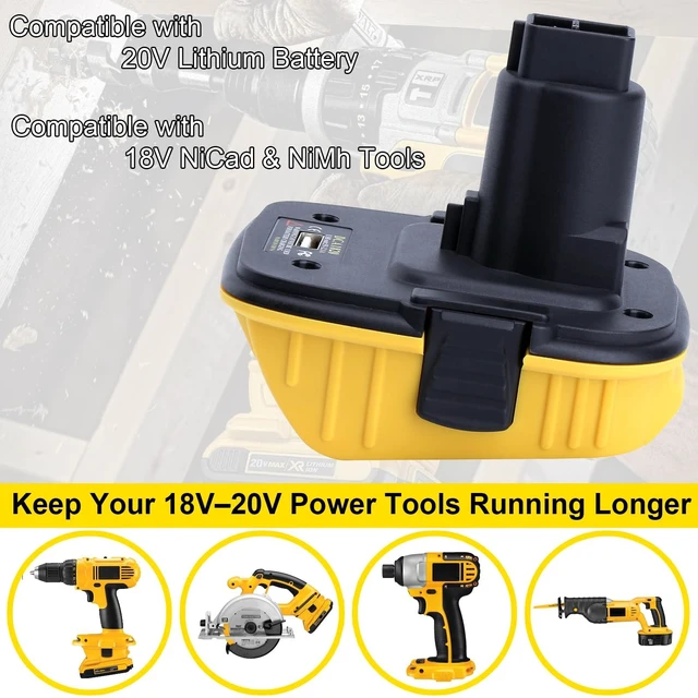 Alt view image 2 of 7 - DCA1820 Adapter Compatible with 18V Battery Tools, Compatible with 20V Max Lithium Battery DCB203 DCB204 to 18V XRP NiCad NiMh Batteries DC9096