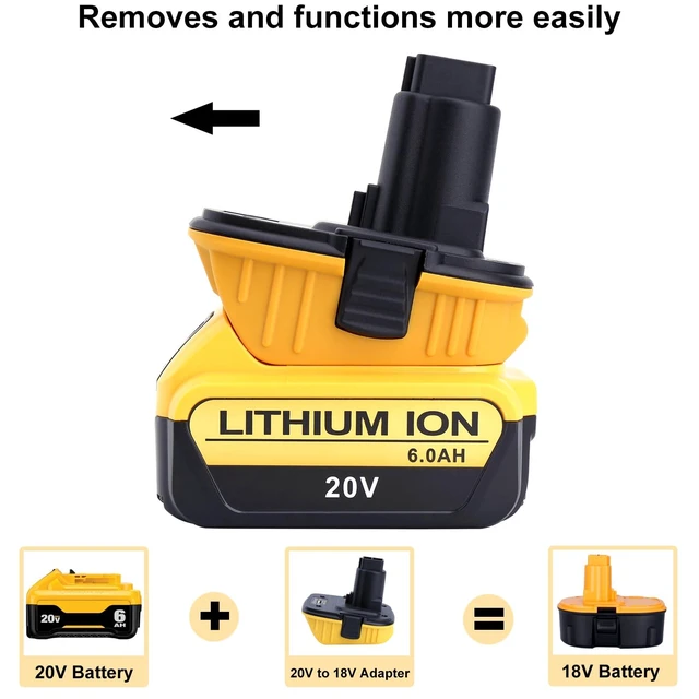 Alt view image 5 of 7 - DCA1820 Adapter Compatible with 18V Battery Tools, Compatible with 20V Max Lithium Battery DCB203 DCB204 to 18V XRP NiCad NiMh Batteries DC9096