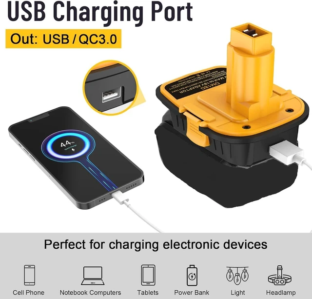 Alt view image 3 of 5 - DM18D 2 Packs Battery Adapter Converter with USB Port | For De-walt 18V Tools, Converts De-walt 20V Mil-wau-kee 18V Li-ion to De-walt 18V Battery