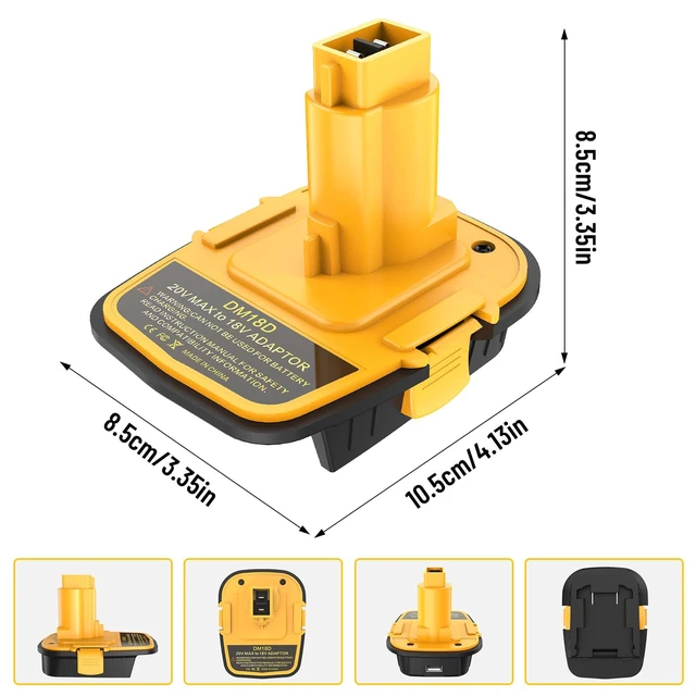 Alt view image 4 of 5 - DM18D 2 Packs Battery Adapter Converter with USB Port | For De-walt 18V Tools, Converts De-walt 20V Mil-wau-kee 18V Li-ion to De-walt 18V Battery