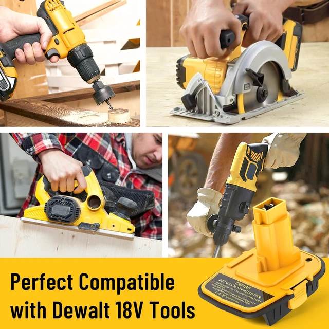 Alt view image 5 of 5 - DM18D 2 Packs Battery Adapter Converter with USB Port | For De-walt 18V Tools, Converts De-walt 20V Mil-wau-kee 18V Li-ion to De-walt 18V Battery