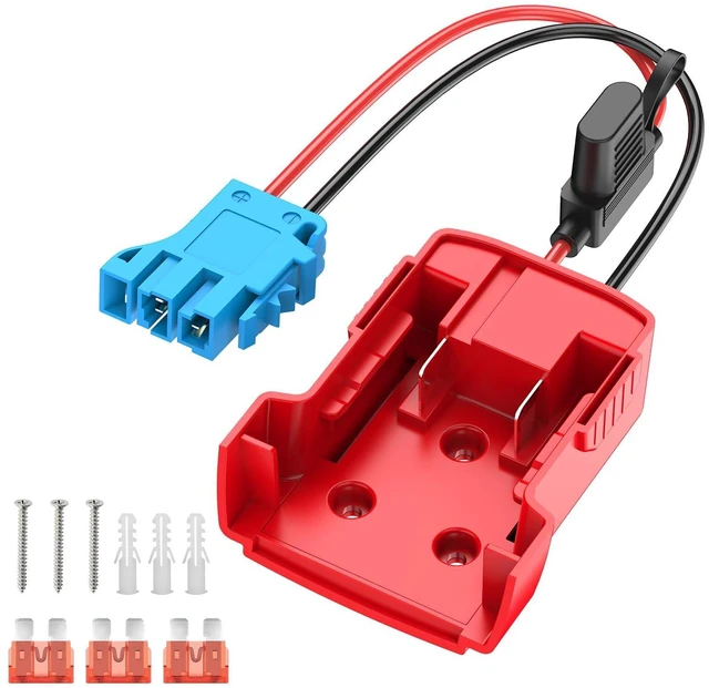 Main image of Battery Adapter Compatible with Milwaukee 18V Battery | Connector Compatible with Peg-Perego 12V Cars, 12AWG Wire, 40A Fuse Holder, Screw & Drywall Anchors, Easy to Secure