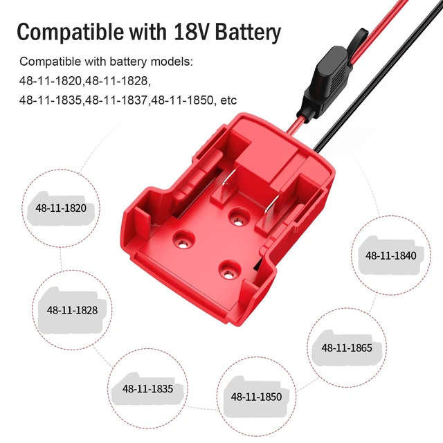 Alt view image 5 of 6 - Battery Adapter Compatible with Milwaukee 18V Battery | Connector Compatible with Peg-Perego 12V Cars, 12AWG Wire, 40A Fuse Holder, Screw & Drywall Anchors, Easy to Secure