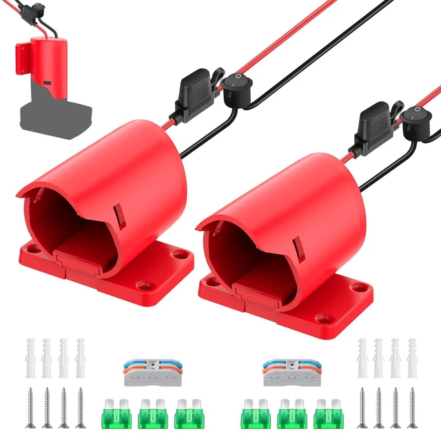 Main image of 2 Packs 12V Adapter for Power Wheel Adapter Compatible with Milwaukee M12 Battery, Power Conversion Kit for Power Tool, DIY RC Toy Car, Battery Connector with Switch, Fuse, 12AWG Wire, Wire Terminal