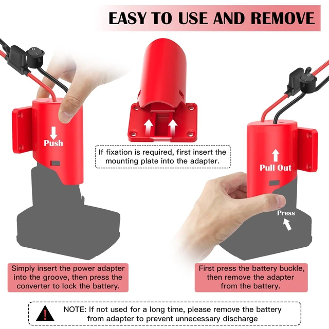 Alt view image 6 of 7 - 2 Packs 12V Adapter for Power Wheel Adapter Compatible with Milwaukee M12 Battery, Power Conversion Kit for Power Tool, DIY RC Toy Car, Battery Connector with Switch, Fuse, 12AWG Wire, Wire Terminal