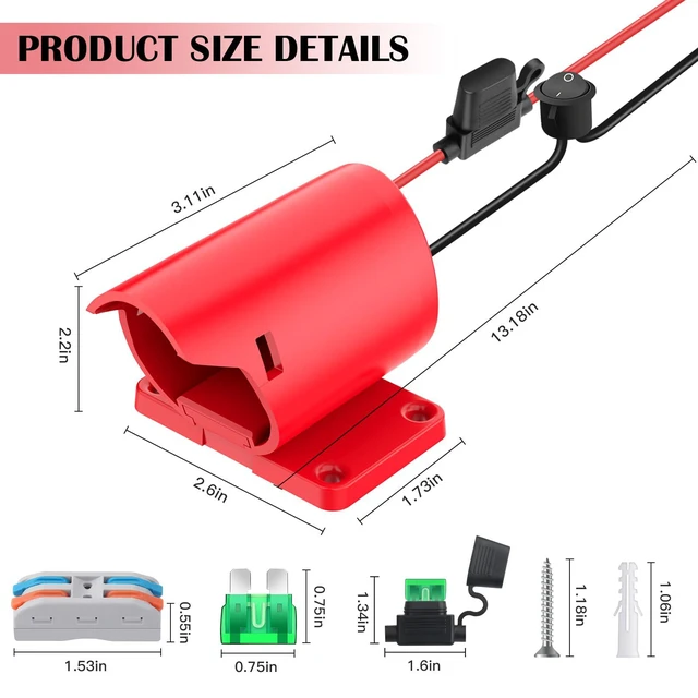 Alt view image 7 of 7 - 2 Packs 12V Adapter for Power Wheel Adapter Compatible with Milwaukee M12 Battery, Power Conversion Kit for Power Tool, DIY RC Toy Car, Battery Connector with Switch, Fuse, 12AWG Wire, Wire Terminal