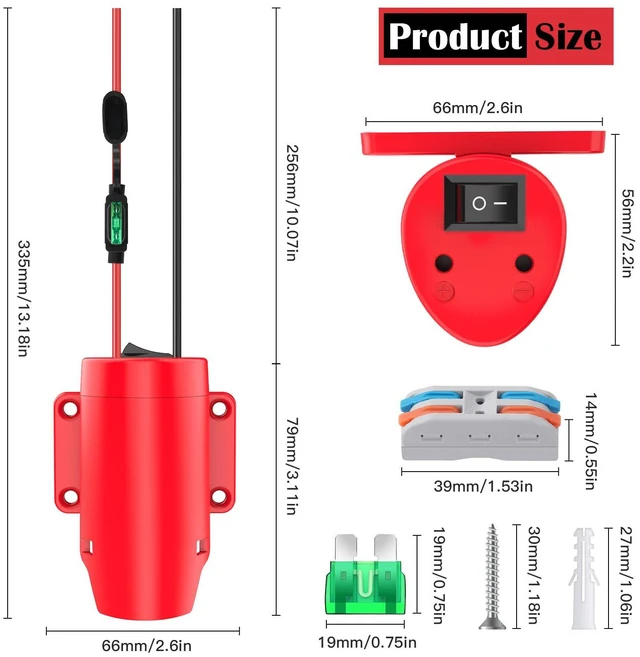 Alt view image 6 of 6 - 1 Packs Power Wheel Adapter for Milwaukee M12 Battery Adapter 12V Power Wheel Battery Conversion Kit with Switch, Fuse & Wire Terminals, 12AWG Wire, Power Connector for DIY Rc Car Toys and Robotics
