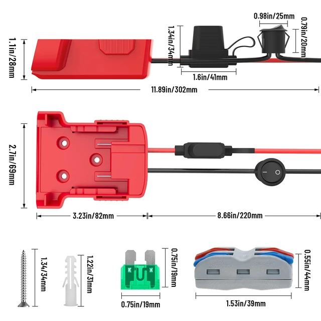 Alt view image 4 of 7 - Power Wheel Adapter Compatible with Milwaukee 18V Battery 2 Packs | Power Wheel Battery Converter Kit, Fuse & Switch & Wire Terminals, 12 AWG Wire, Compatible for DIY RC Car Toys Robotics